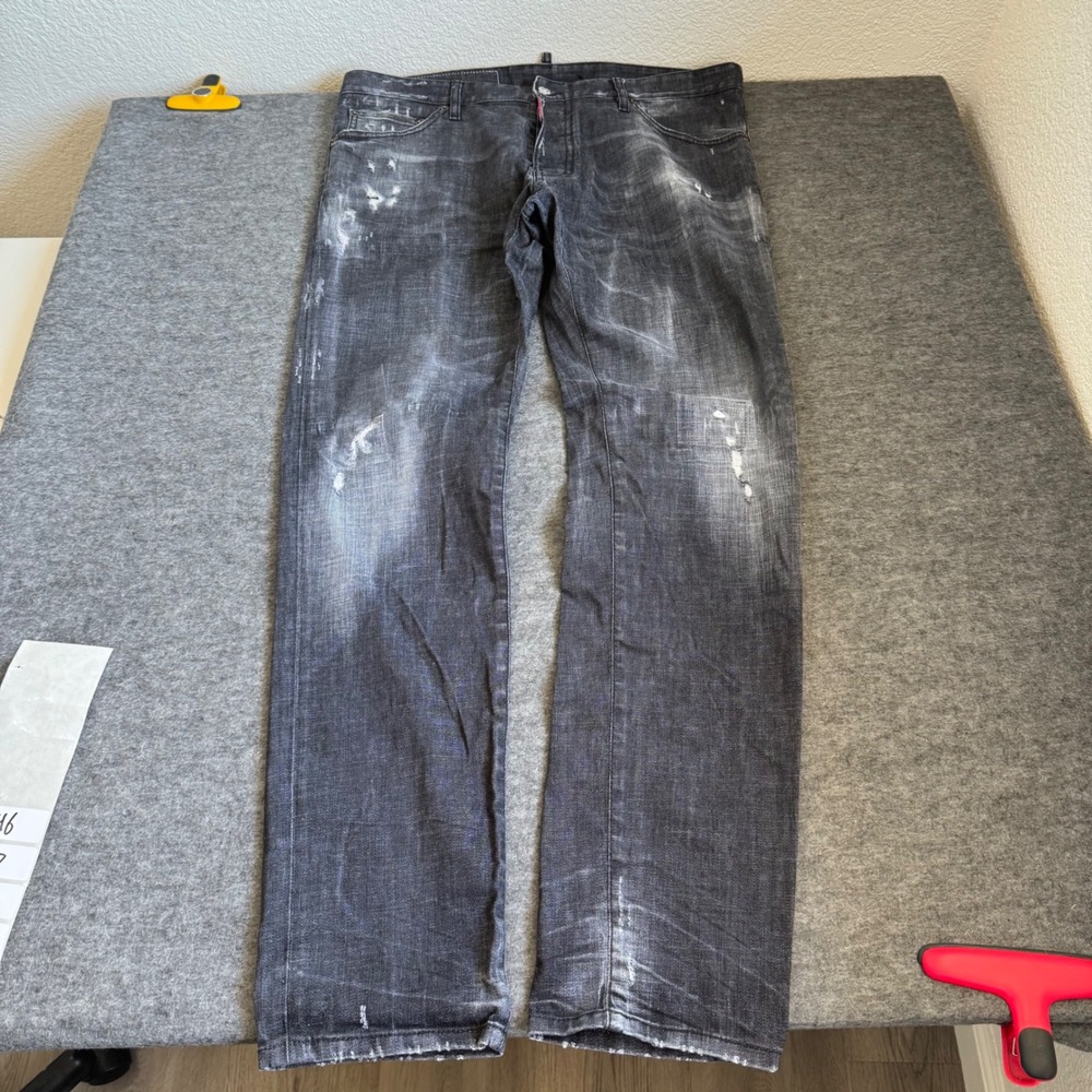 Dsquared2 Mens Distressed Faded Black Denim Jeans IT 54 (38x33.5) Grunge
